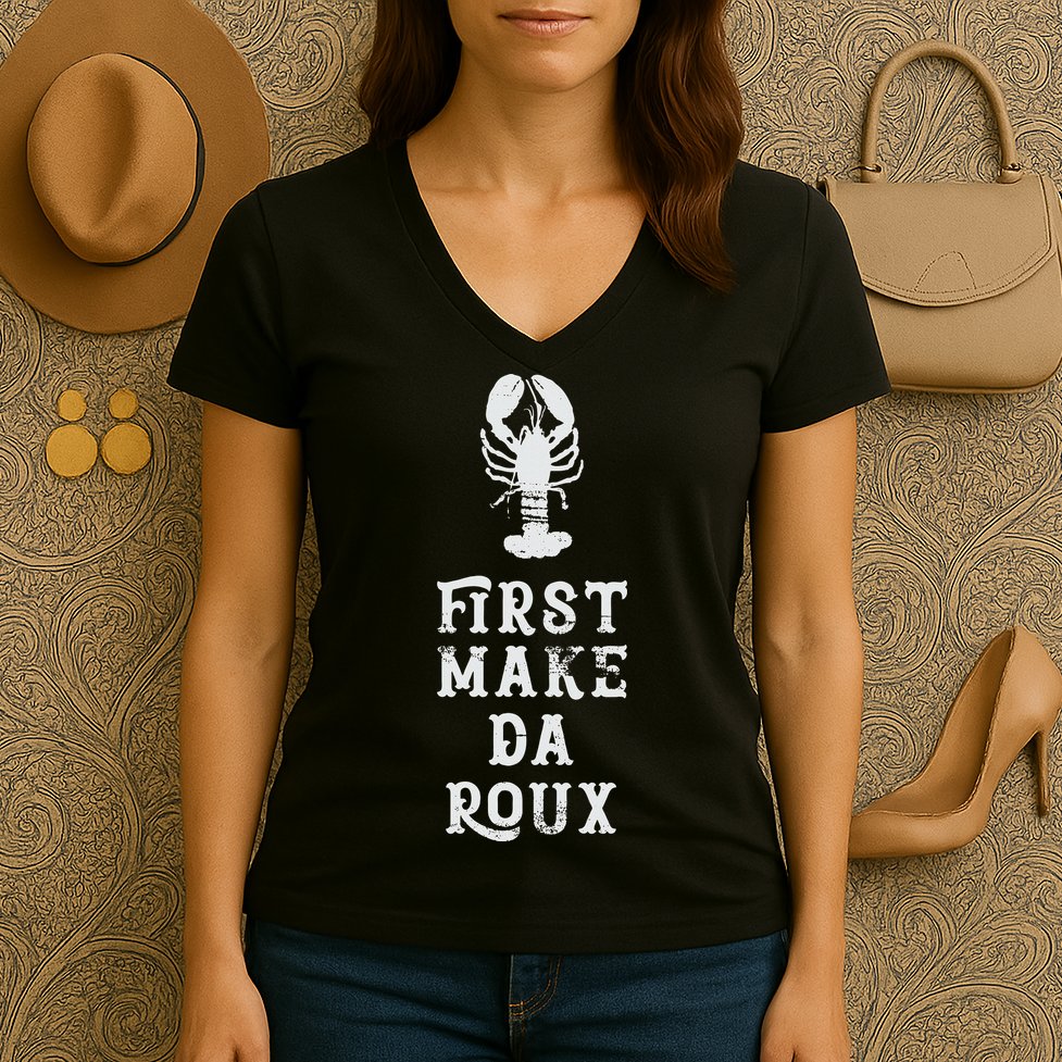 Louisiana First Make Da Roux Cajun Creole Cooking Women's V-Neck T-Shirt