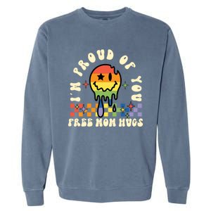 Lgbtq Free Mom Hugs Pride Month Lgbt Retro Groovy Great Gift Garment-Dyed Sweatshirt