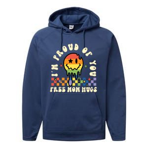 Lgbtq Free Mom Hugs Pride Month Lgbt Retro Groovy Great Gift Performance Fleece Hoodie