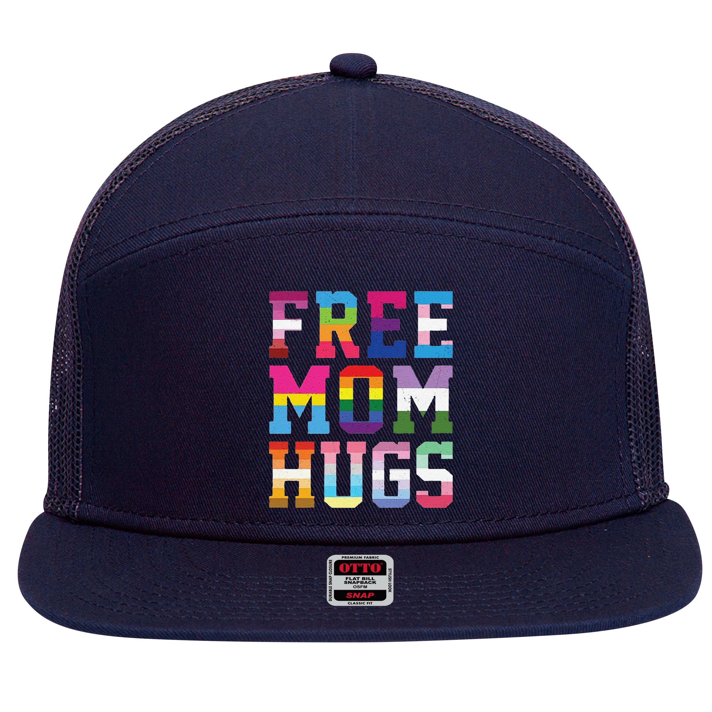 Lgbtq+ Free Mom Hugs 7 Panel Mesh Trucker Snapback Hat