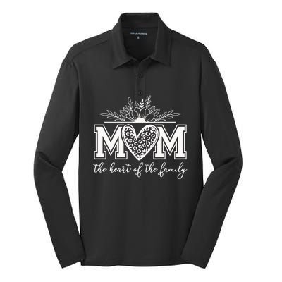 Loving Floral Mom Heart Silk Touch Performance Long Sleeve Polo