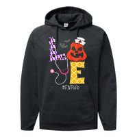 Love Fnp Nurse Life Spooky Nurse Pumpkin Halloween Performance Fleece Hoodie