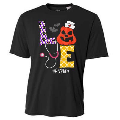 Love Fnp Nurse Life Spooky Nurse Pumpkin Halloween Cooling Performance Crew T-Shirt