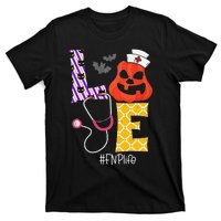 Love Fnp Nurse Life Spooky Nurse Pumpkin Halloween T-Shirt