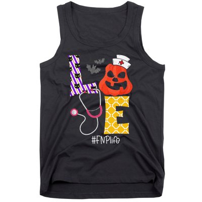 Love Fnp Nurse Life Spooky Nurse Pumpkin Halloween Tank Top