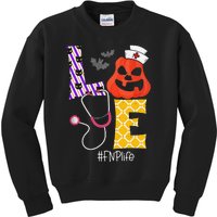 Love Fnp Nurse Life Spooky Nurse Pumpkin Halloween Kids Sweatshirt