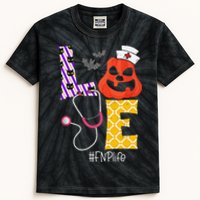 Love Fnp Nurse Life Spooky Nurse Pumpkin Halloween Kids Tie-Dye T-Shirt