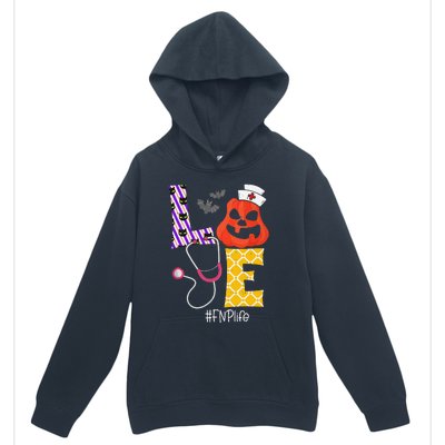 Love Fnp Nurse Life Spooky Nurse Pumpkin Halloween Urban Pullover Hoodie