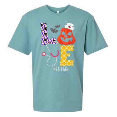 Love Fnp Nurse Life Spooky Nurse Pumpkin Halloween Sueded Cloud Jersey T-Shirt