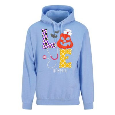 Love Fnp Nurse Life Spooky Nurse Pumpkin Halloween Unisex Surf Hoodie