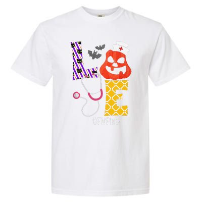 Love Fnp Nurse Life Spooky Nurse Pumpkin Halloween Garment-Dyed Heavyweight T-Shirt