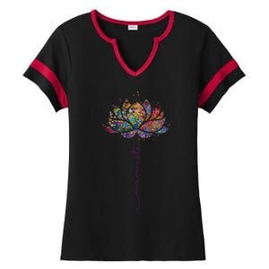 Lotus Flower Namaste Yoga Watercolor Meditation Zen Bohemian Gift Ladies Halftime Notch Neck Tee