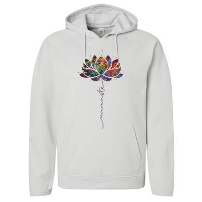 Lotus Flower Namaste Yoga Watercolor Meditation Zen Bohemian Performance Fleece Hoodie