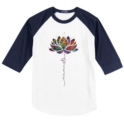 Lotus Flower Namaste Yoga Watercolor Meditation Zen Bohemian Baseball Sleeve Shirt