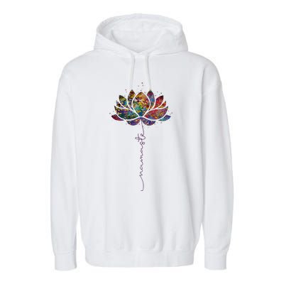 Lotus Flower Namaste Yoga Watercolor Meditation Zen Bohemian Garment-Dyed Fleece Hoodie