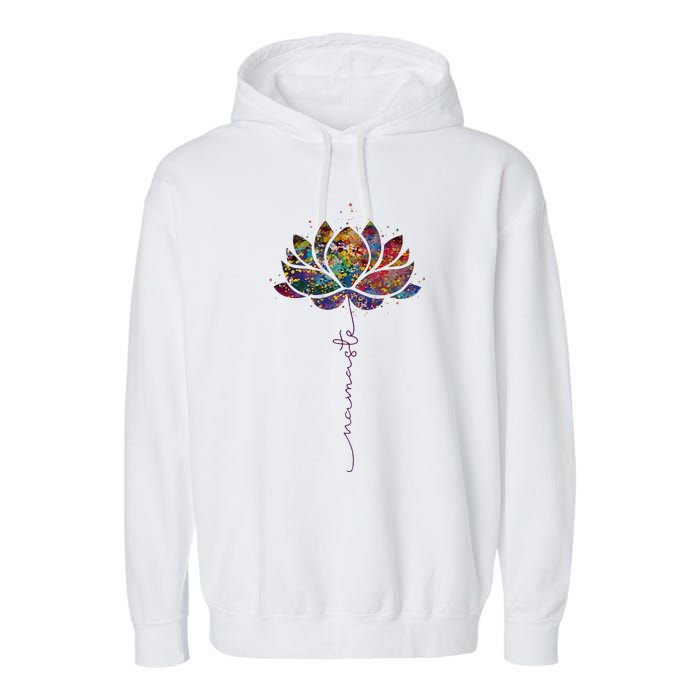 Lotus Flower Namaste Yoga Watercolor Meditation Zen Bohemian Garment-Dyed Fleece Hoodie