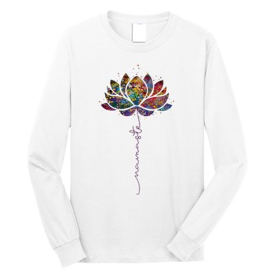 Lotus Flower Namaste Yoga Watercolor Meditation Zen Bohemian Long Sleeve Shirt