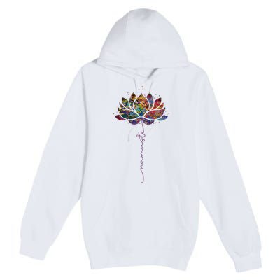 Lotus Flower Namaste Yoga Watercolor Meditation Zen Bohemian Premium Pullover Hoodie