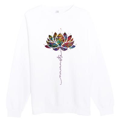 Lotus Flower Namaste Yoga Watercolor Meditation Zen Bohemian Premium Crewneck Sweatshirt