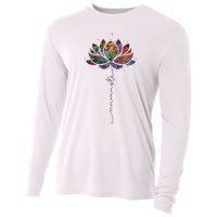 Lotus Flower Namaste Yoga Watercolor Meditation Zen Bohemian Cooling Performance Long Sleeve Crew