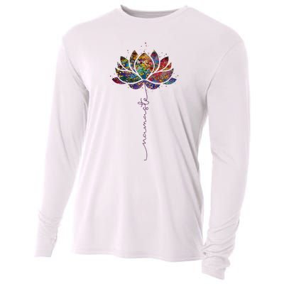 Lotus Flower Namaste Yoga Watercolor Meditation Zen Bohemian Cooling Performance Long Sleeve Crew