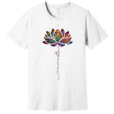 Lotus Flower Namaste Yoga Watercolor Meditation Zen Bohemian Premium T-Shirt