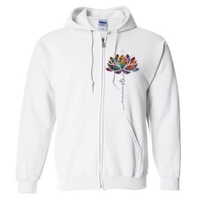 Lotus Flower Namaste Yoga Watercolor Meditation Zen Bohemian Full Zip Hoodie