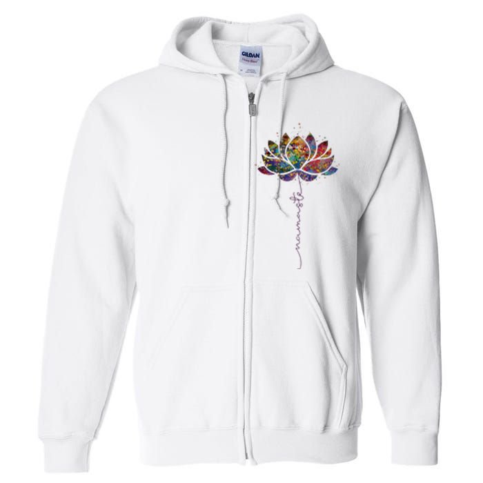 Lotus Flower Namaste Yoga Watercolor Meditation Zen Bohemian Full Zip Hoodie