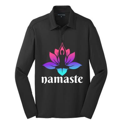 Lotus Flower Namaste Yoga Gift Silk Touch Performance Long Sleeve Polo