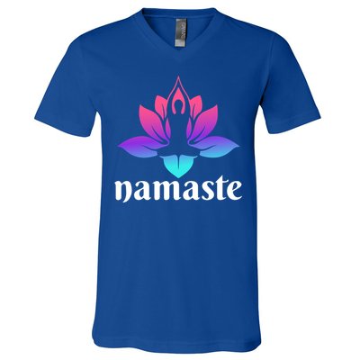 Lotus Flower Namaste Yoga Gift V-Neck T-Shirt