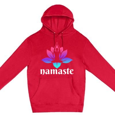 Lotus Flower Namaste Yoga Gift Premium Pullover Hoodie