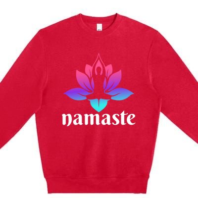 Lotus Flower Namaste Yoga Gift Premium Crewneck Sweatshirt