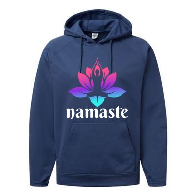 Lotus Flower Namaste Yoga Gift Performance Fleece Hoodie