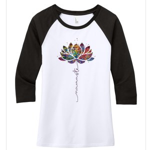 Lotus Flower Namaste Yoga Watercolor Meditation Zen Bohemian Women's Tri-Blend 3/4-Sleeve Raglan Shirt