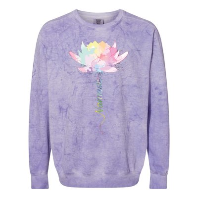 Lotus Flower Namaste Yoga Watercolor Meditation Zen Bohemian Colorblast Crewneck Sweatshirt