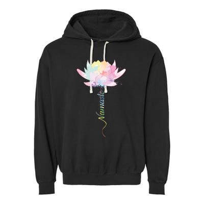 Lotus Flower Namaste Yoga Watercolor Meditation Zen Bohemian Garment-Dyed Fleece Hoodie