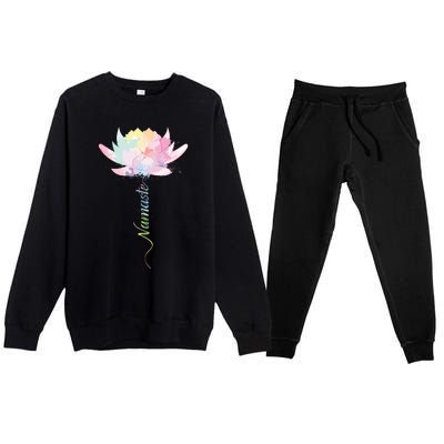 Lotus Flower Namaste Yoga Watercolor Meditation Zen Bohemian Premium Crewneck Sweatsuit Set