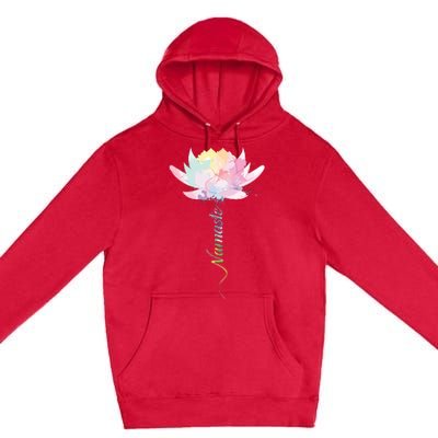 Lotus Flower Namaste Yoga Watercolor Meditation Zen Bohemian Premium Pullover Hoodie