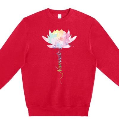 Lotus Flower Namaste Yoga Watercolor Meditation Zen Bohemian Premium Crewneck Sweatshirt