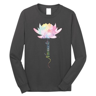 Lotus Flower Namaste Yoga Watercolor Meditation Zen Bohemian Long Sleeve Shirt