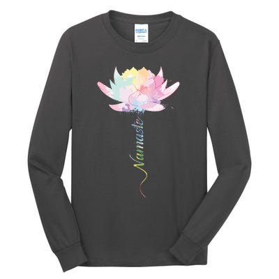 Lotus Flower Namaste Yoga Watercolor Meditation Zen Bohemian Tall Long Sleeve T-Shirt