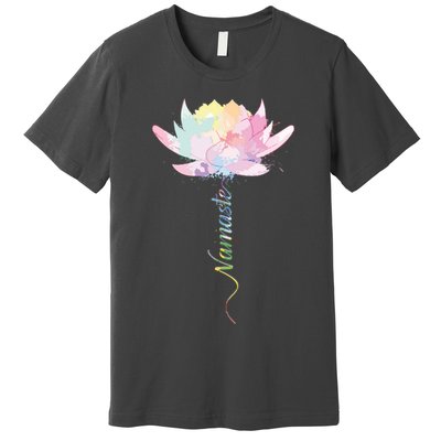 Lotus Flower Namaste Yoga Watercolor Meditation Zen Bohemian Premium T-Shirt