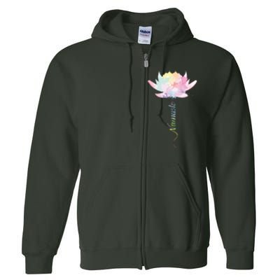 Lotus Flower Namaste Yoga Watercolor Meditation Zen Bohemian Full Zip Hoodie