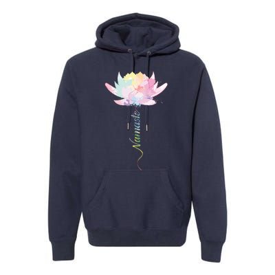 Lotus Flower Namaste Yoga Watercolor Meditation Zen Bohemian Premium Hoodie