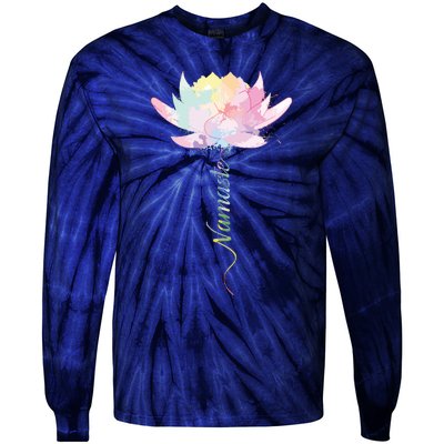 Lotus Flower Namaste Yoga Watercolor Meditation Zen Bohemian Tie-Dye Long Sleeve Shirt