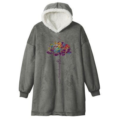 Lotus Flower Namaste Yoga Watercolor Meditation Zen Bohemian Hooded Wearable Blanket