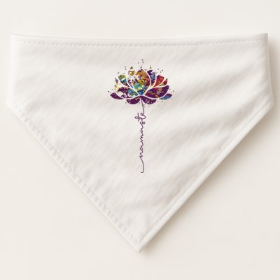 Lotus Flower Namaste Yoga Watercolor Meditation Zen Bohemian USA-Made Doggie Bandana