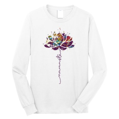 Lotus Flower Namaste Yoga Watercolor Meditation Zen Bohemian Long Sleeve Shirt
