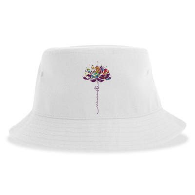 Lotus Flower Namaste Yoga Watercolor Meditation Zen Bohemian Sustainable Bucket Hat