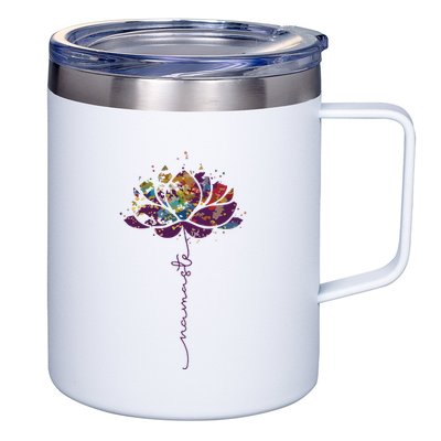 Lotus Flower Namaste Yoga Watercolor Meditation Zen Bohemian 12oz Stainless Steel Coffee Mug